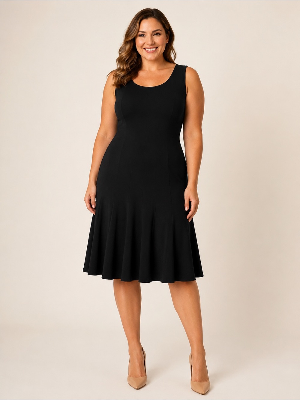 Calvin Klein Black Sleeveless Midi Fit-and-Flare Dress